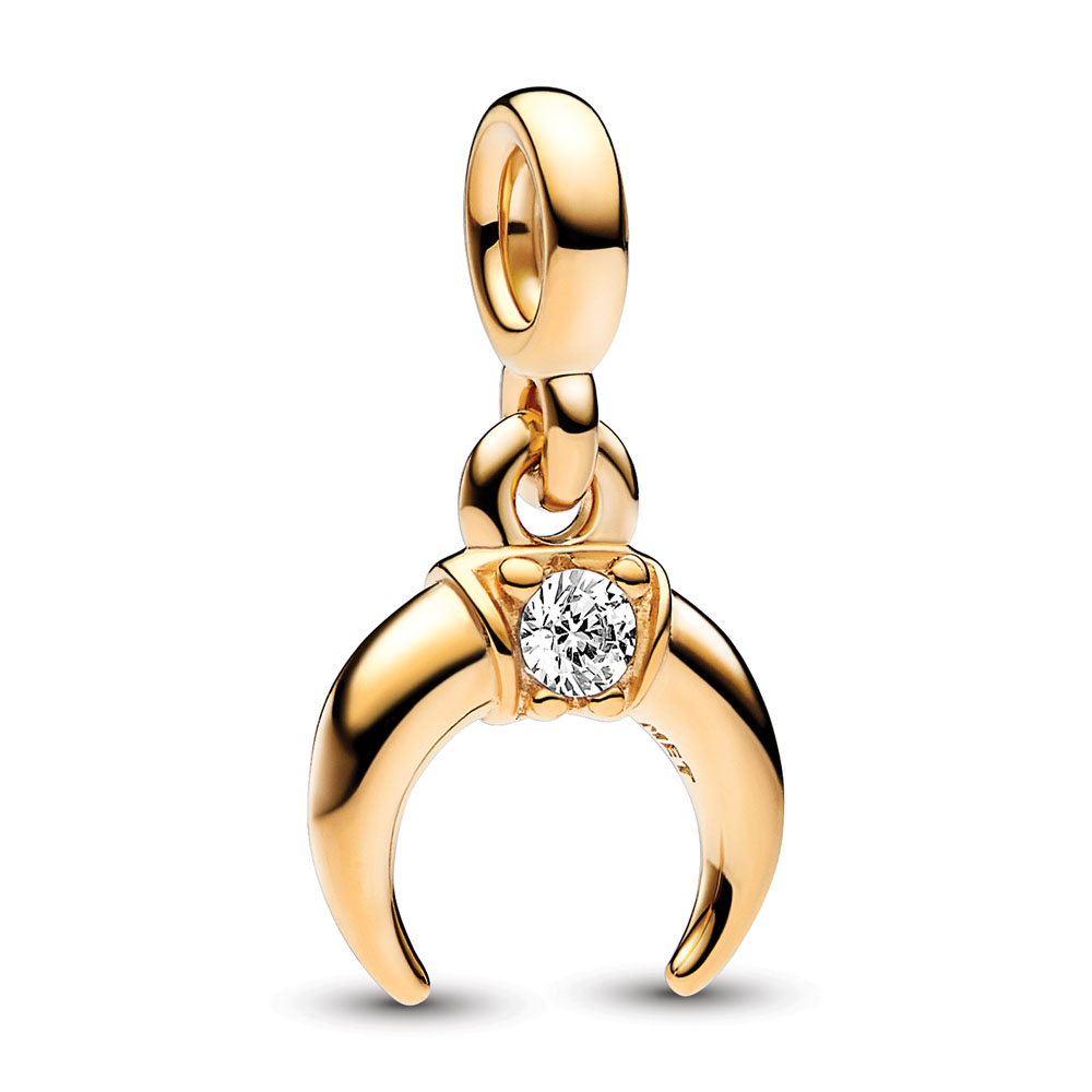 Pandora Moon 14k gold-plated mini dangle with clear cubic zirconia
