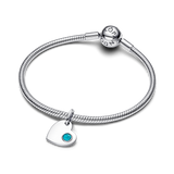 Pandora Engravable Heart Turquoise Blue Stone Dangle Charm