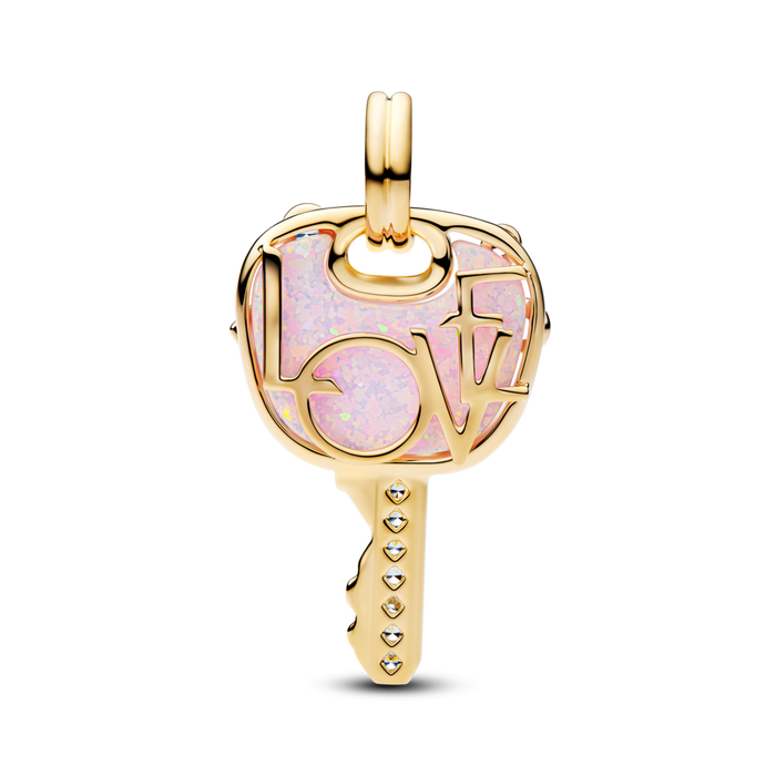 Pandora Opalescent Pink Love Key Large Dangle Charm