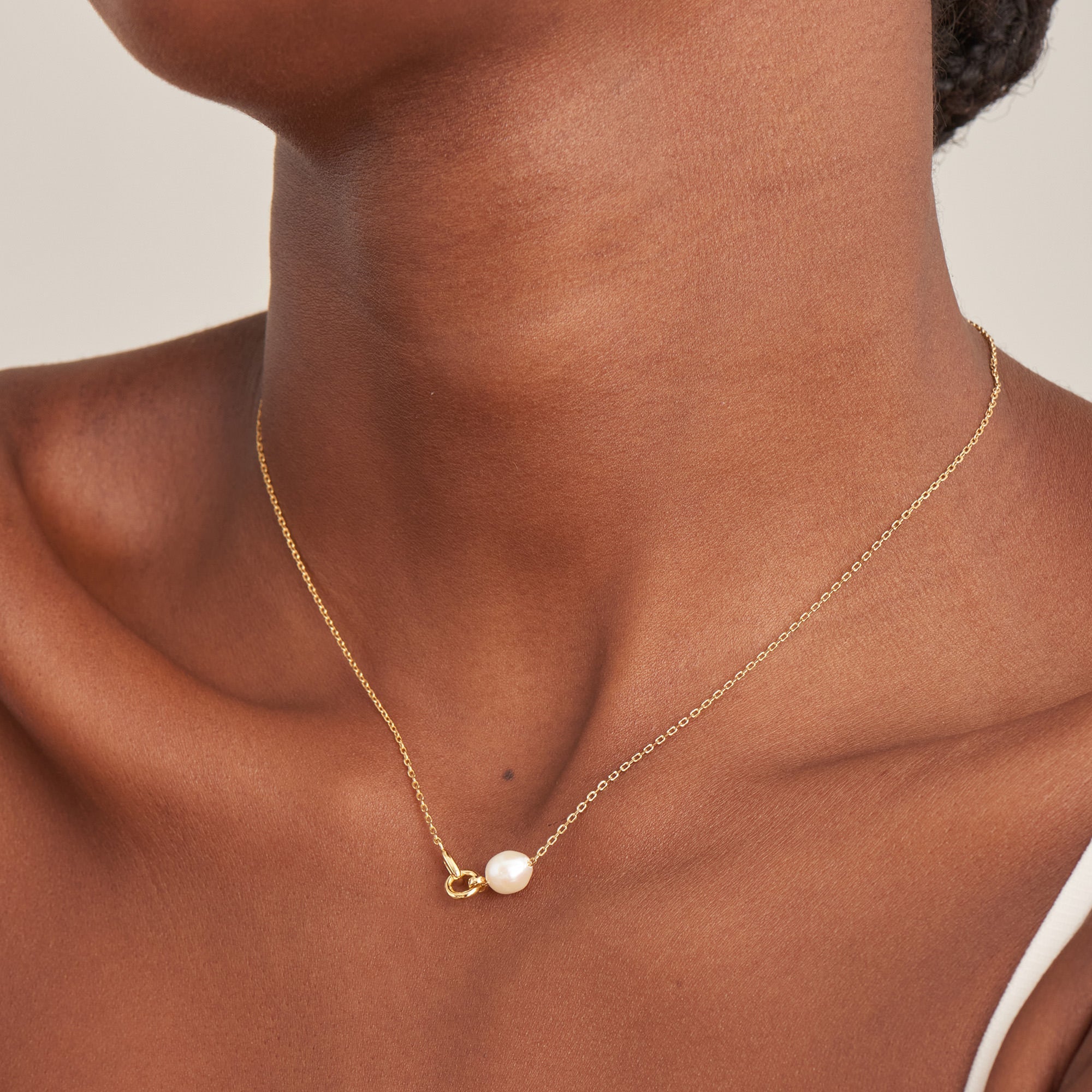 Ania Haie Gold Pearl Link Chain Necklace