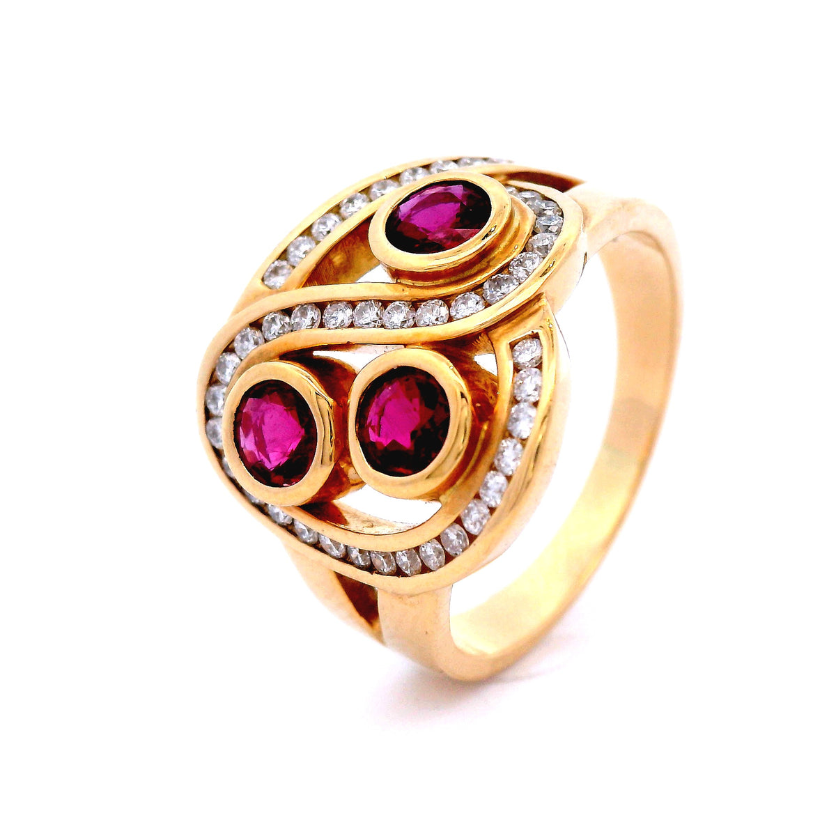 Diamond and Ruby Set in Yellow Gold Dress Ring