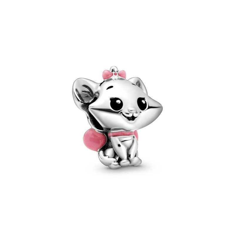 Disney The Aristocats Marie Silver Charm w Pink Enamel