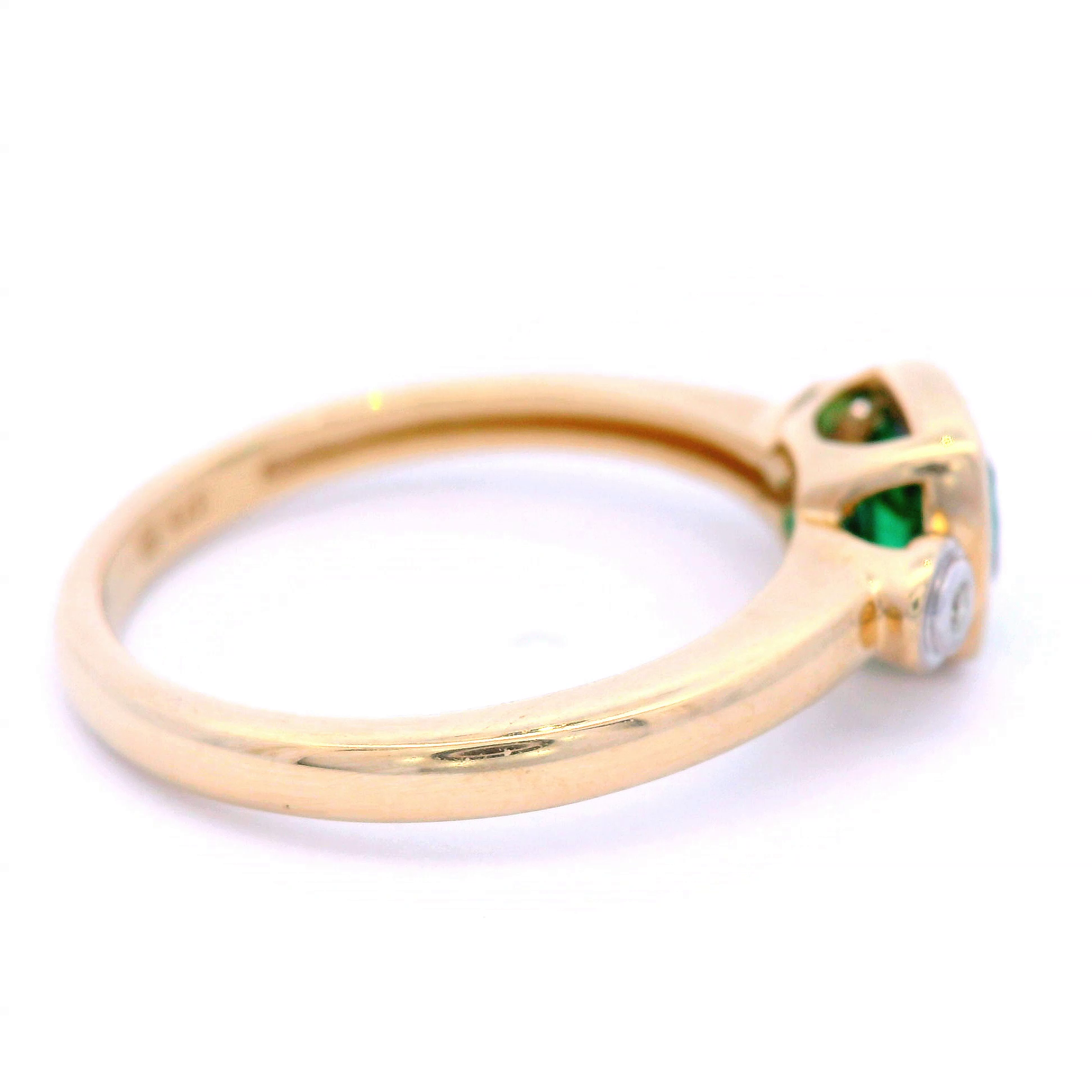 Synthetic Emerald Cushion White Diamond in 9ct Yellow Gold