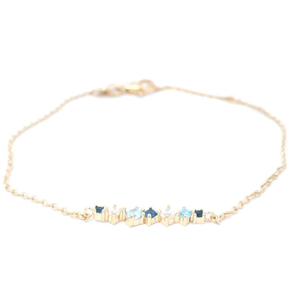 White And Blue Multi Stone Bracelet In Yellow Gold