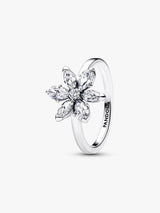 Herbarium cluster sterling silver ring with clear cubic zirconia