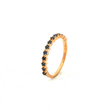 Straight Claw Set Black Sapphire Dress Ring in Yellow Gold