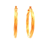Twisted Hollow Hoop Earrings in Yellow Gold