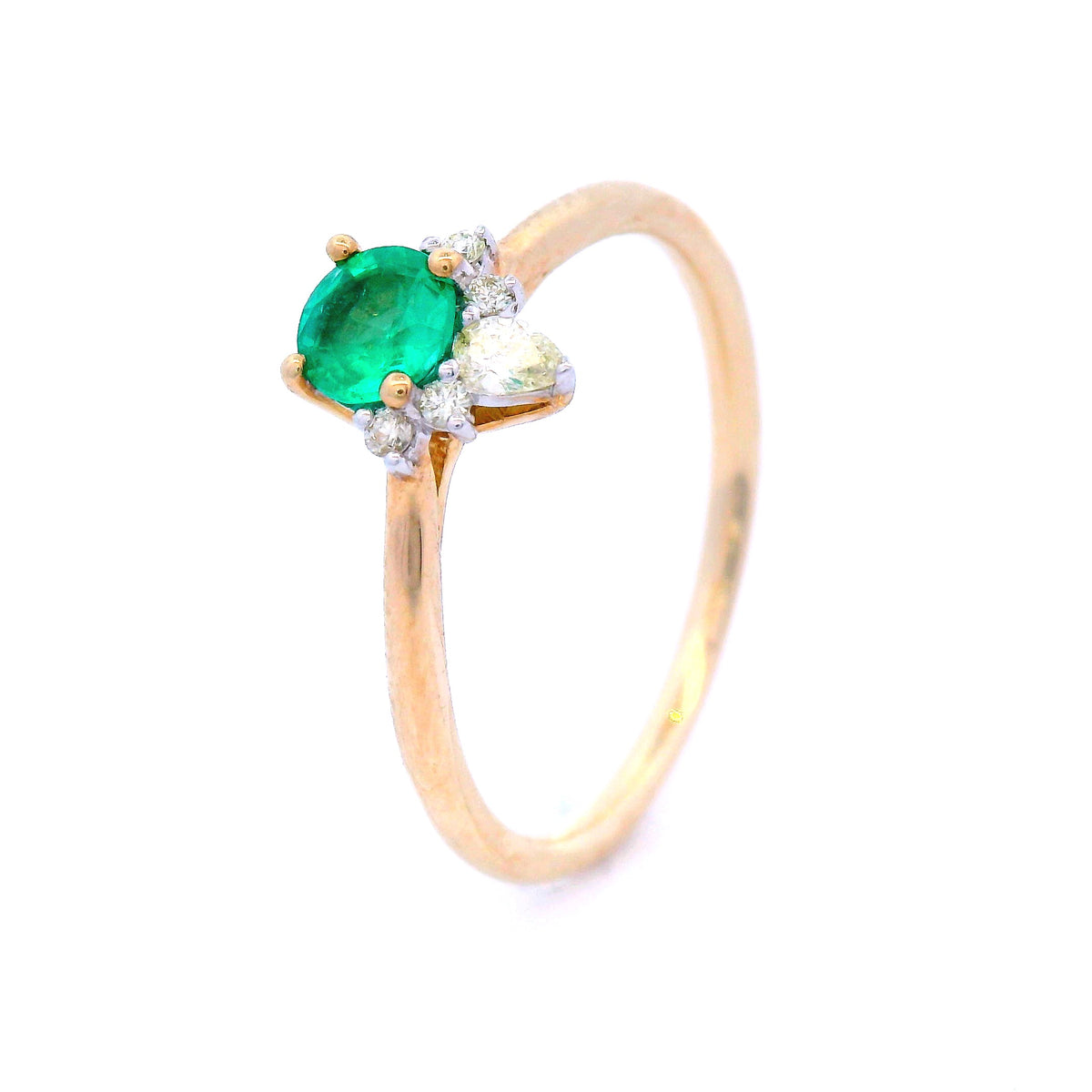 9ct Yellow Gold Diamond and Emerald Ring