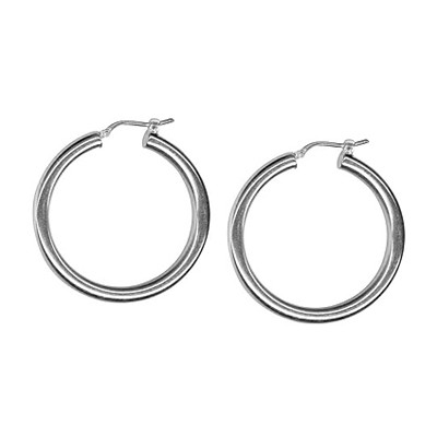 Sterling Silver 4mm Italian Plain Hoop Earrings