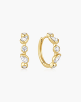 Ania Haie Gold Bezel Round & Teardrop Huggie Hoop Earrings
