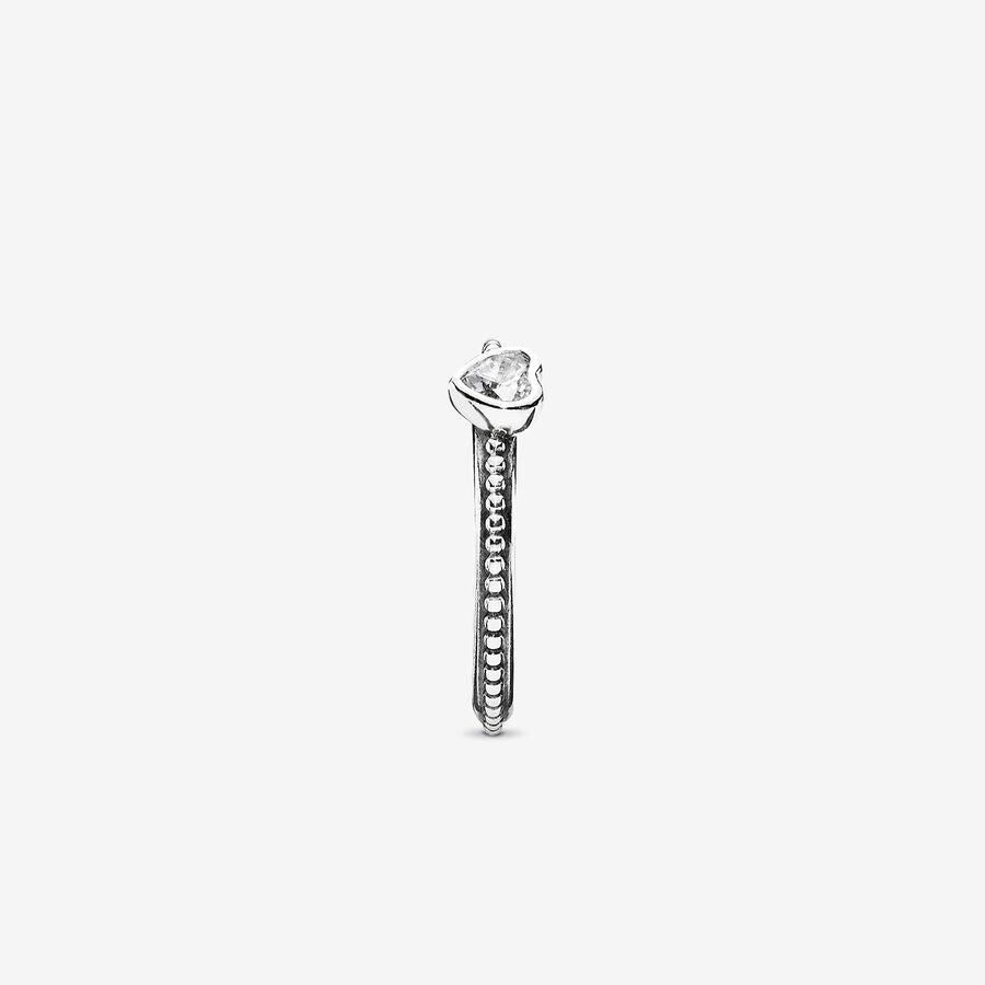 Pandora Heart silver ring with cubic zirconia