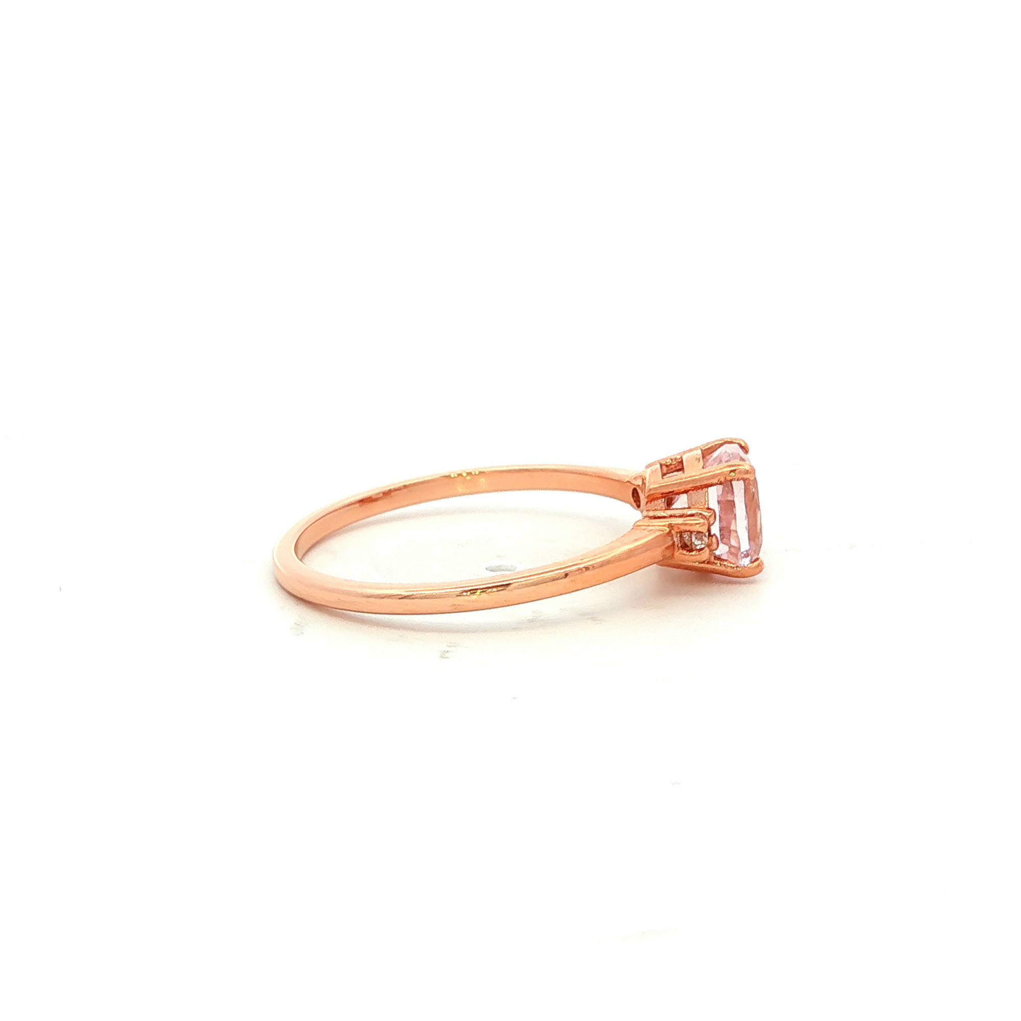 Cushion Cut Morganite and Diamond Ring in Rose Gold