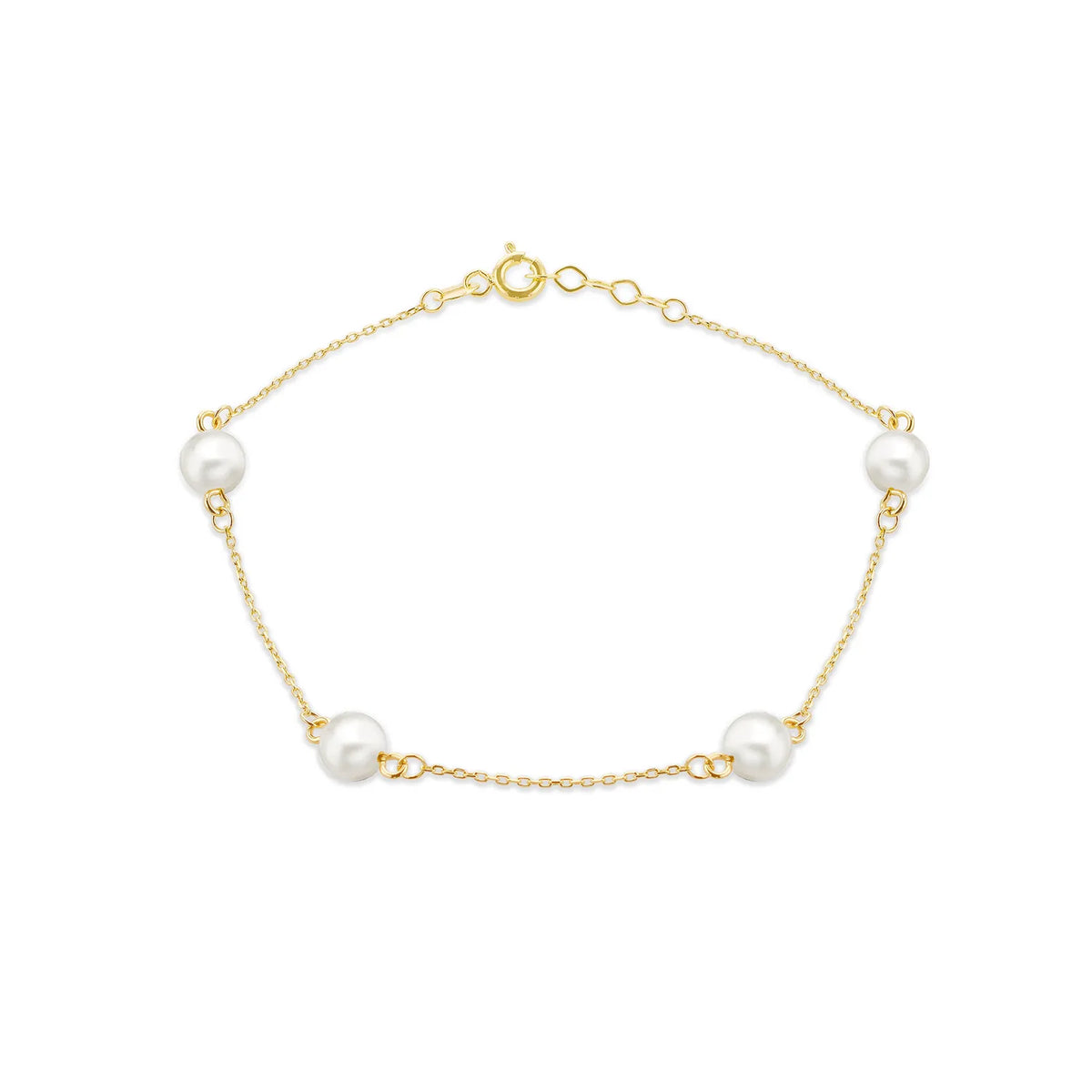 Gold Chain Bracelet with Pearls