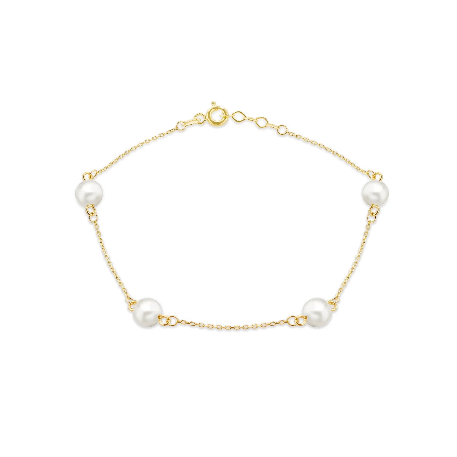 Gold Chain Bracelet with Pearls