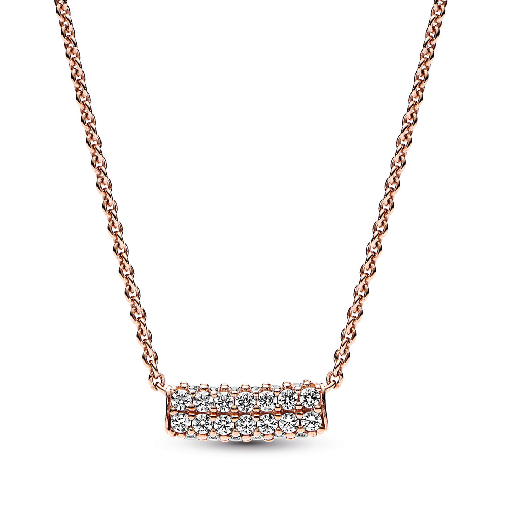 14k Rose gold-plated necklace with clear cubic zirconia