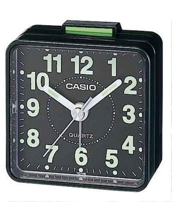 Casio Alarm Clock with Black Case and Dial. Model: TQ-140-1