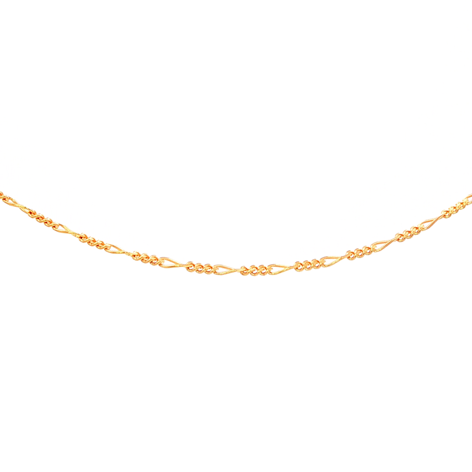 2 Sided 3+1 Figaro Link Necklace in Yellow Gold