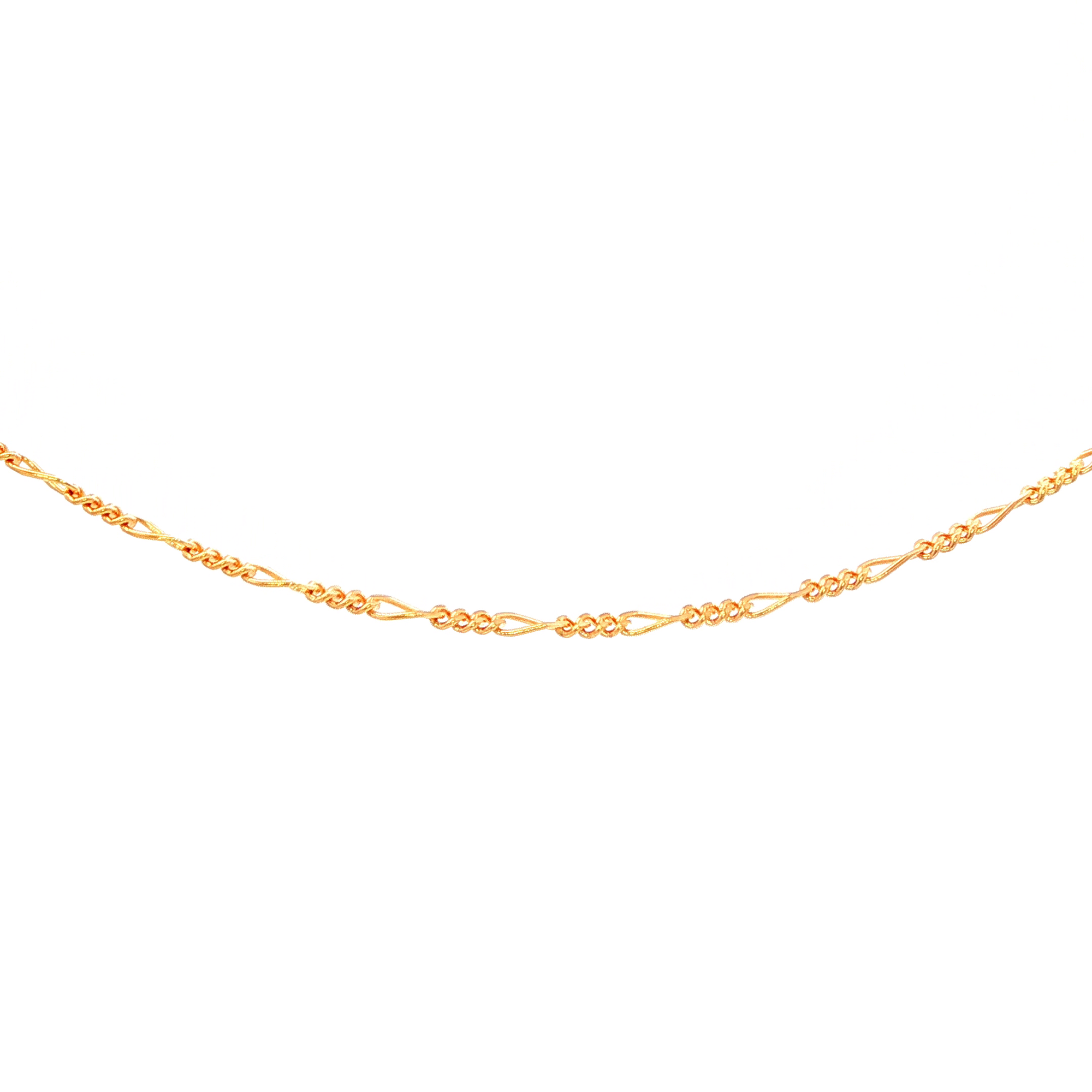 2 Sided 3+1 Figaro Link Necklace in Yellow Gold