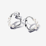 Organically Shaped Circle & Treated Freshwater Cultured Pearls Stud Earrings