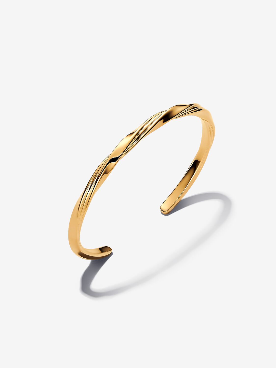 Twisted 14k gold-plated open bangle