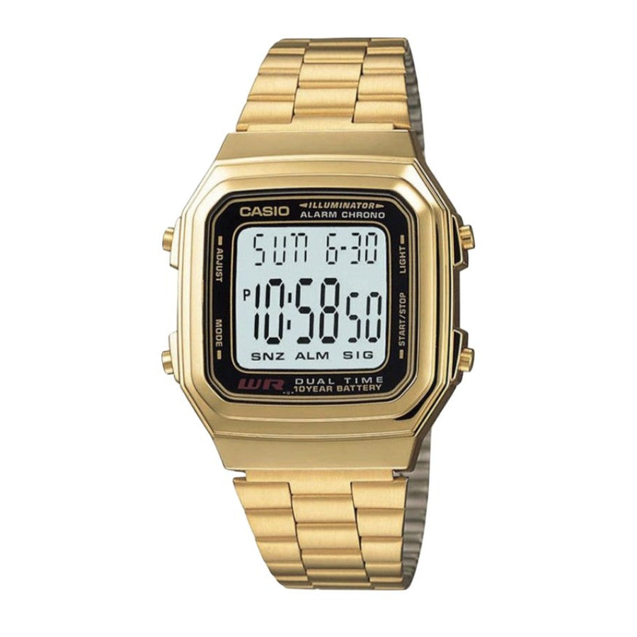 Casio Digital Face Gold Case, Stainless Steel Band