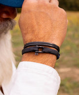 Pig & Hen "Vicious Vic" Men's Black Marine Rope Bracelet with Black Shackle