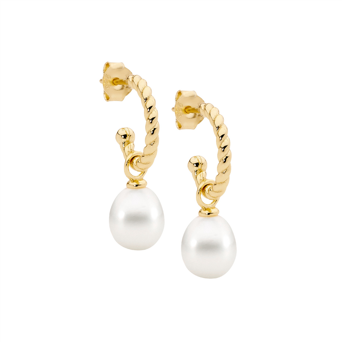 Rose Gold Pearl Twist Hoops