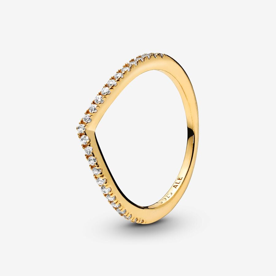 Pandora Shine Sparkling Wishbone Ring w Clear CZ