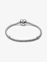 Pandora Moments Heart Clasp Snake Chain Bracelet, Platinum Plated