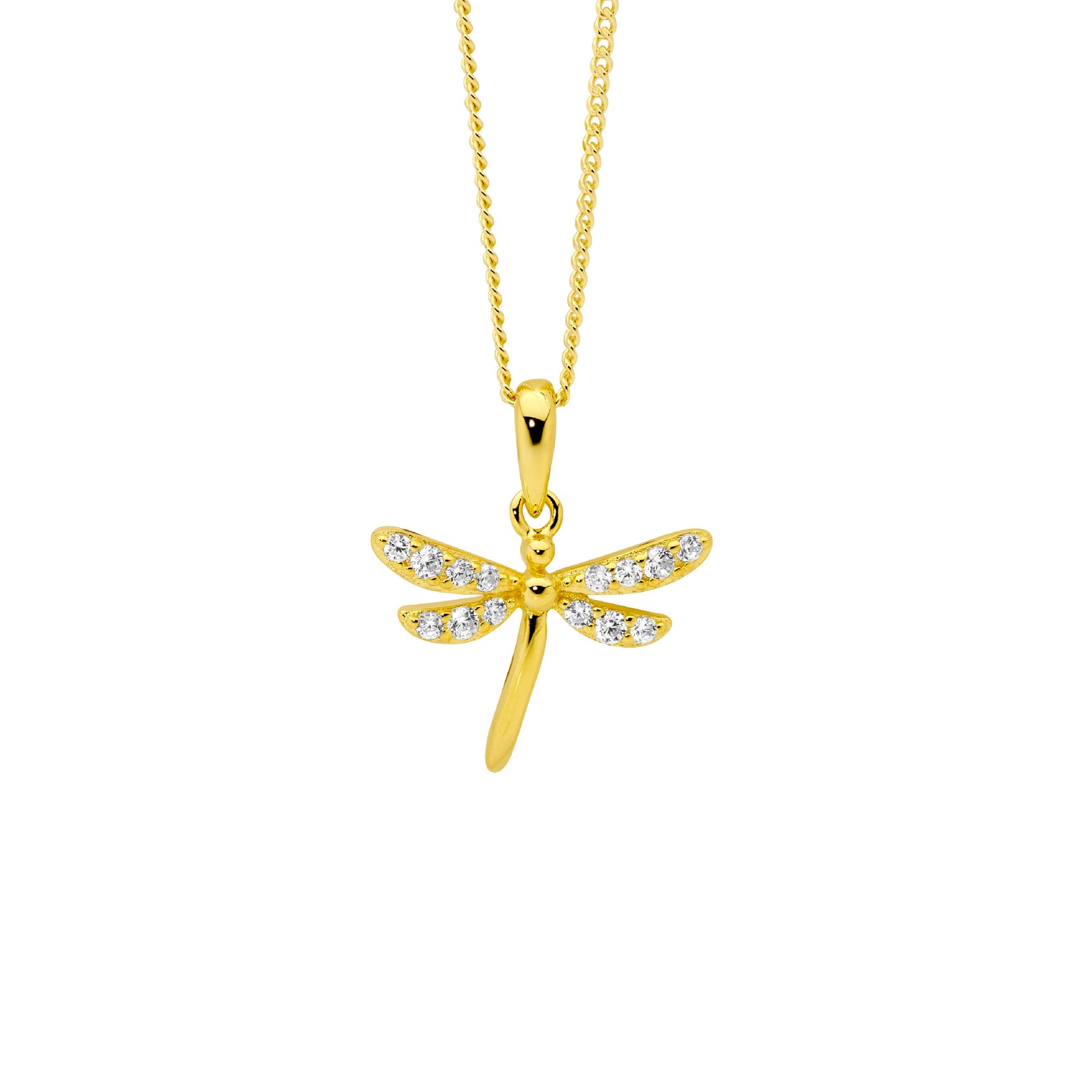 Ellani Gold Plated Dragonfly Pendant Set