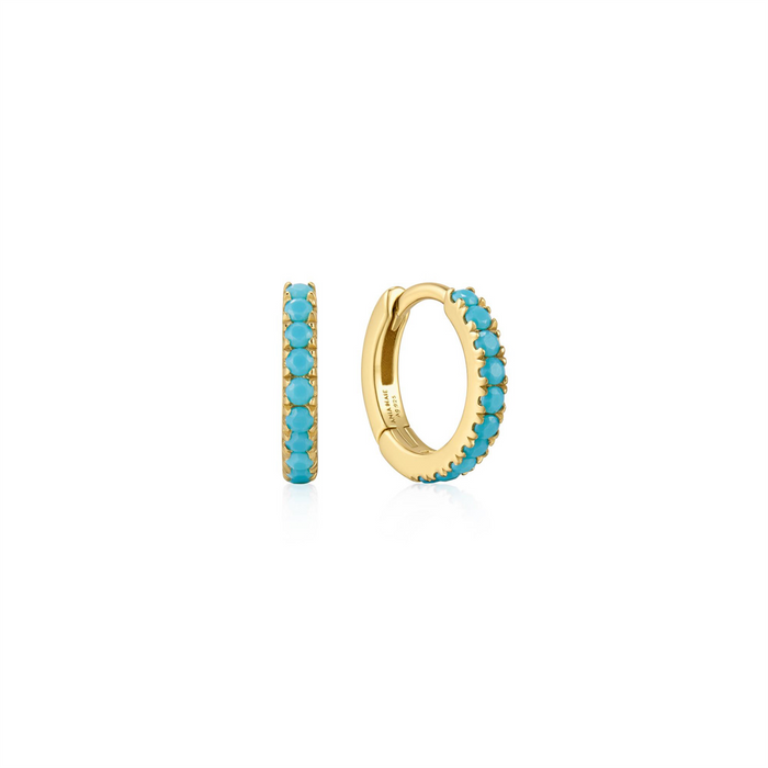 Ania Haie Gold Aqua Blue Row Huggie Hoop Earrings