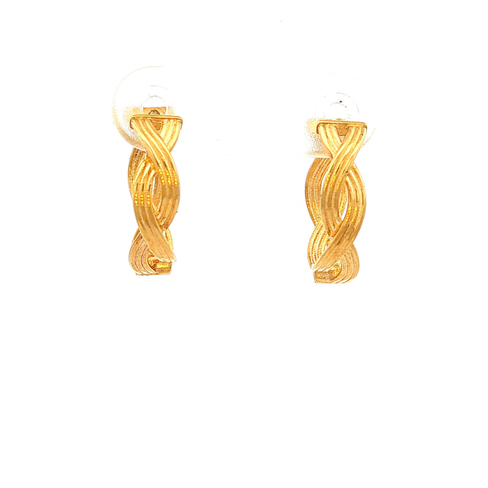 Swirl Plait Huggie Earrings in Yellow Gold