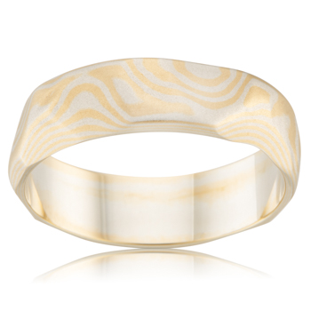 2-Tone Mokume Gane Gents Wedding Band in 9 Carat Gold