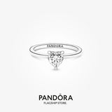 Heart sterling silver ring with clear cubic zirconia