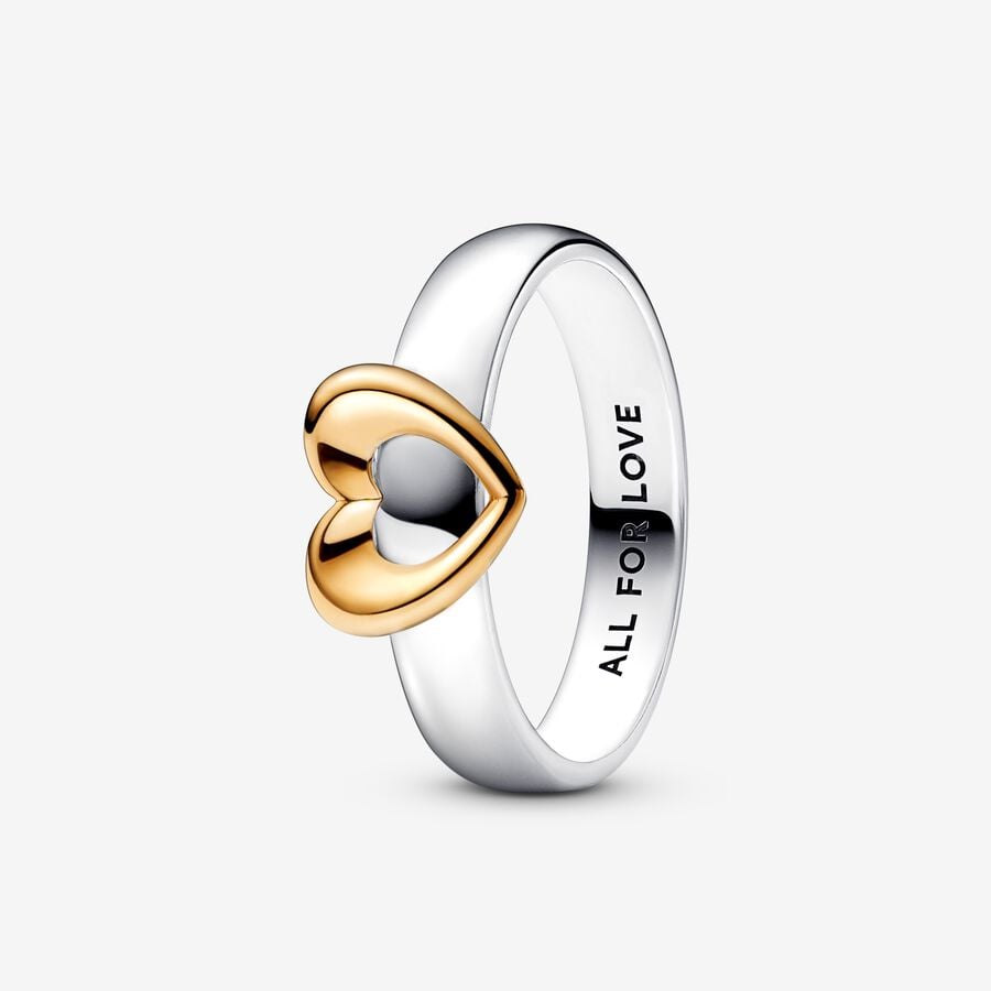 Heart sterling silver and 14k gold-plated ring