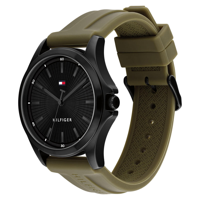 Tommy Hilfiger Green Silicone Black Dial Men's Watch