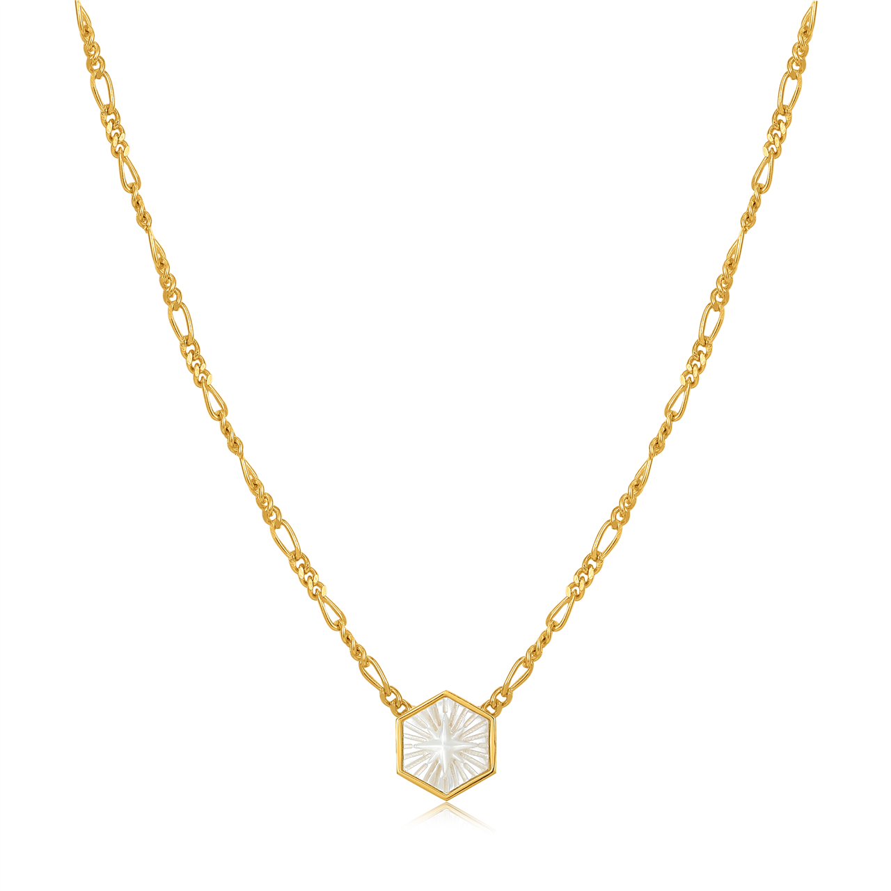 Ania Haie Compass Emblem Gold Figaro Chain Necklace