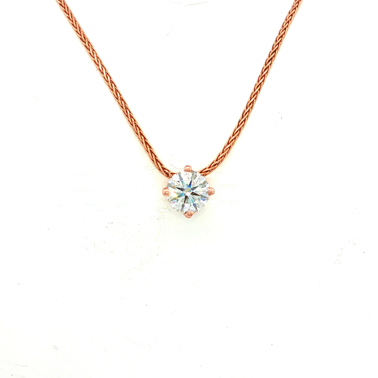 Magic Wheat Chain with Natural Diamond Necklace in Rose Gold
