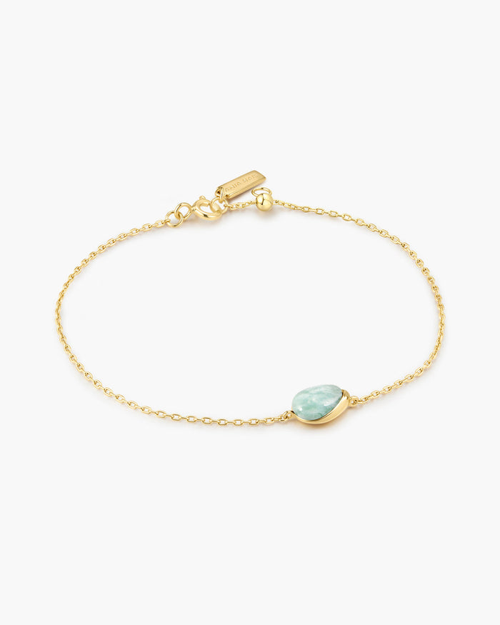 Ania Haie Gold Bezel Amazonite Organic Dome Pebble Bracelet