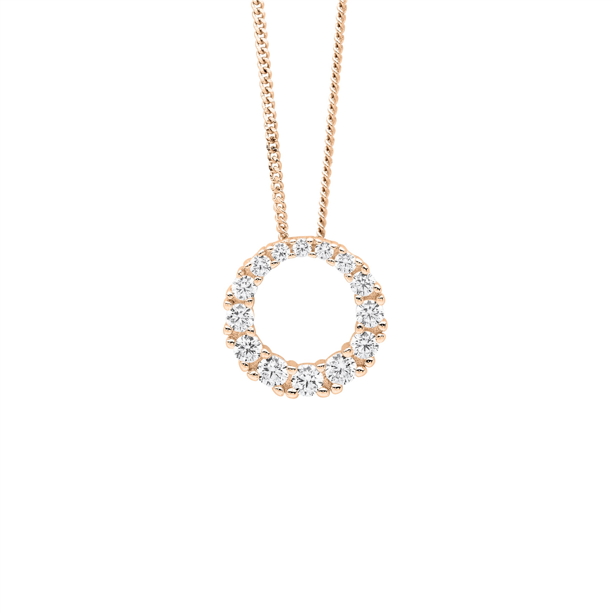 SS gradual wh cz 13mm circle pendant