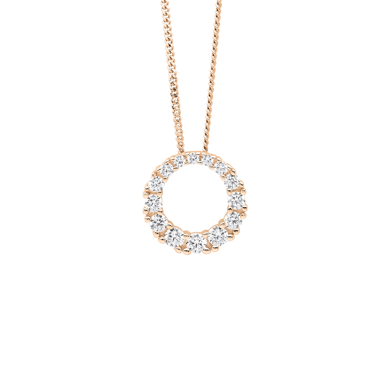 SS gradual wh cz 13mm circle pendant