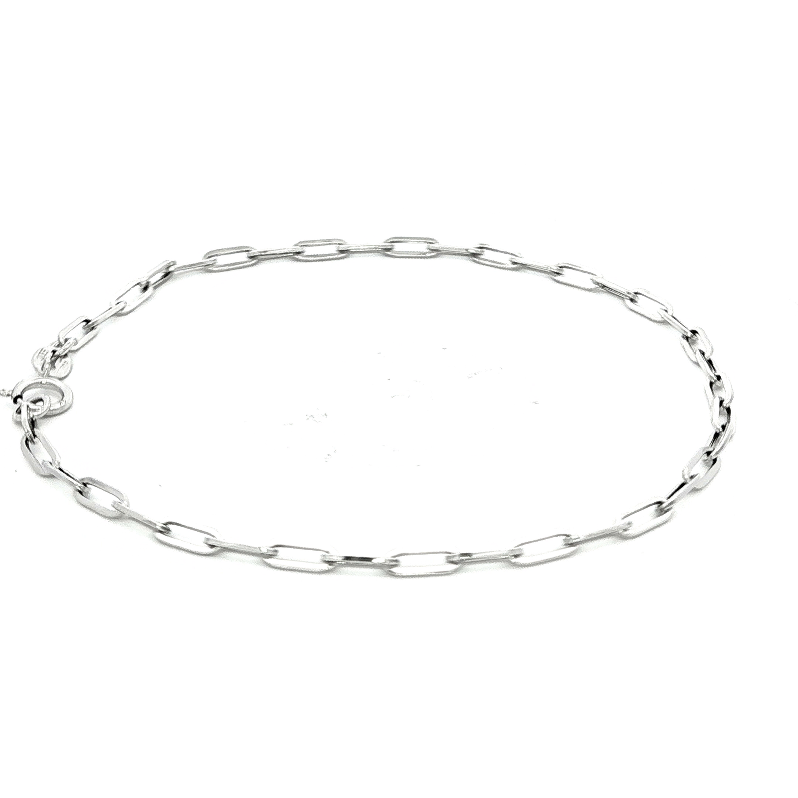 Thin Paper Chain Bracelet in White Gold