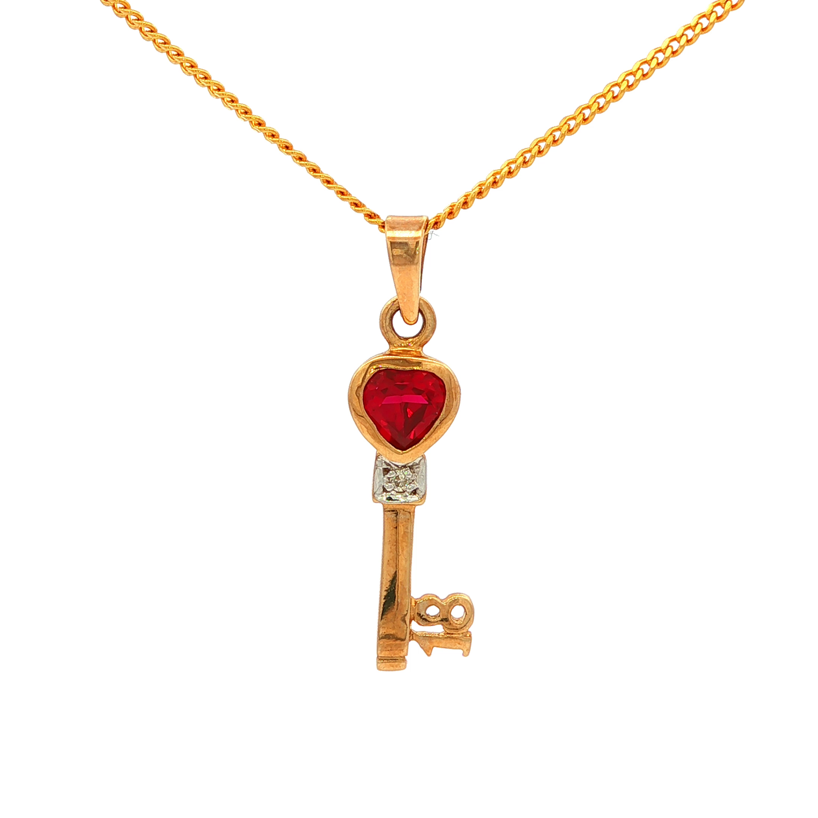 Ruby and Diamond Pendant in Yellow Gold