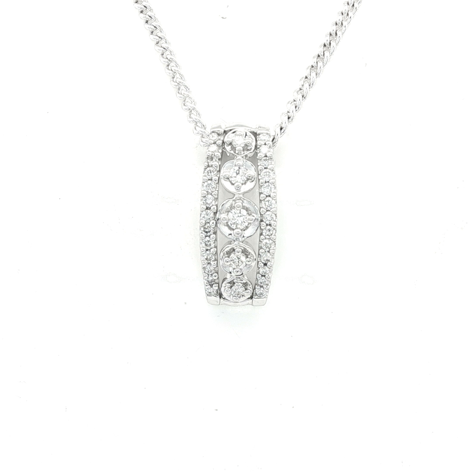 Art Deco Style Diamond Pendant in White Gold