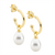 Ellani Yellow Gold Plated 13mm Hoop Earrings with Freshwater Pearl Drop