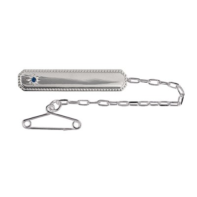 Sterling Silver Baby Brooch With Blue Spinel