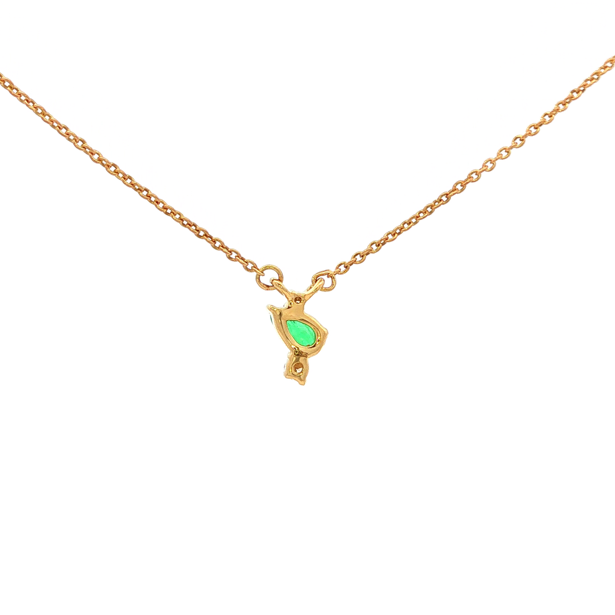 Pear Emerald Necklace in Yellow Gold