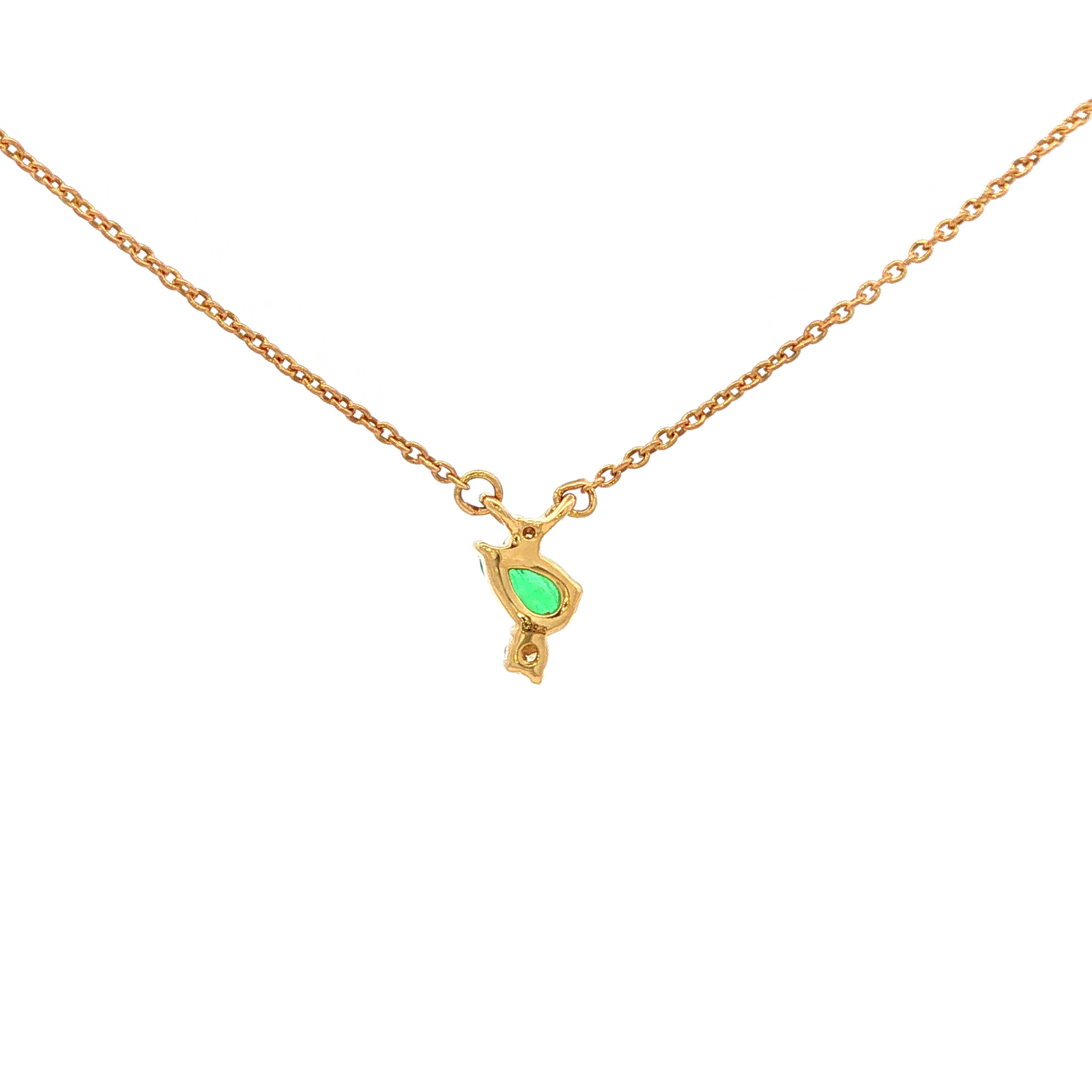 Pear Emerald Necklace in Yellow Gold