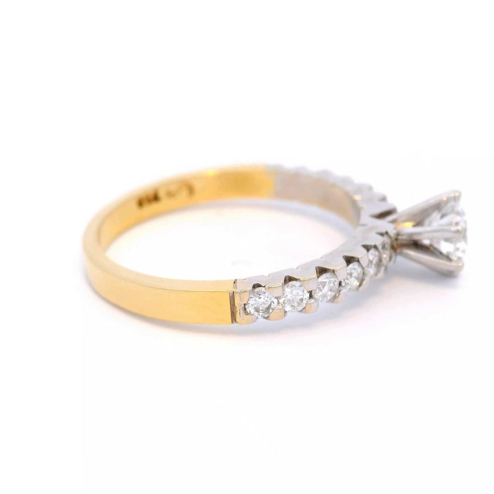 Diamond Ring Set in a Two Tone Yellow and White Gold Ring