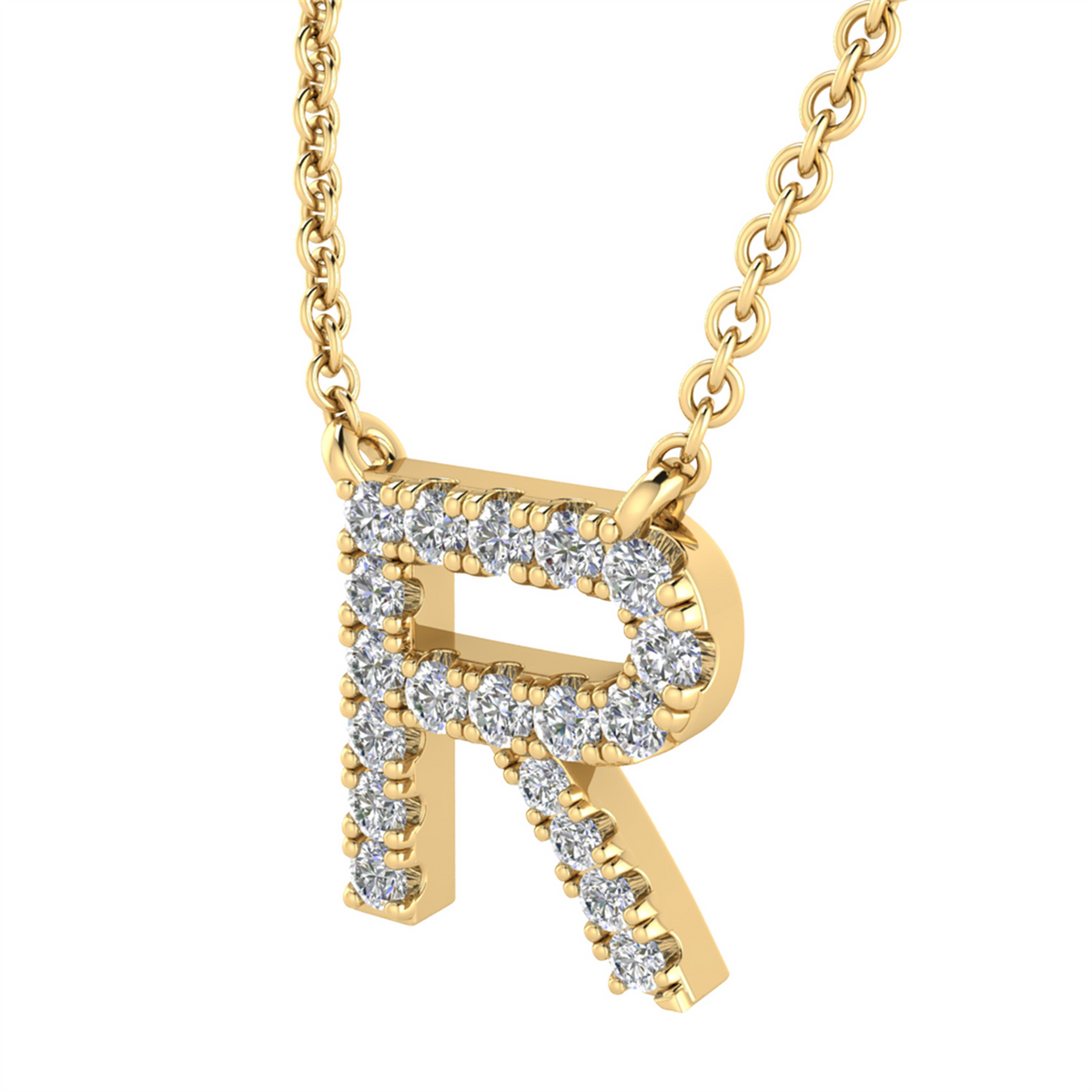 Diamond Set "S" Initial Necklace in 9 carat Yellow Gold